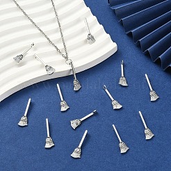 50Pcs Tibetan Style Zinc Alloy Broom Pendants&nbsp;TIBEP-YW0002-15