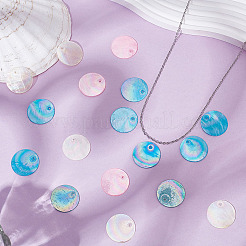 48Pcs 4 Styles AB Color Plated Natural Capiz Shell Pendants&nbsp;SSHEL-ME0001-04