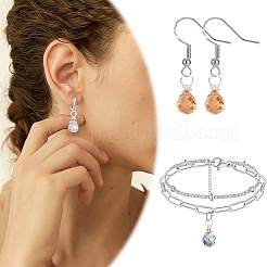 60Pcs 10 Style Glass Teardrop Pendants&nbsp;PALLOY-YW00137