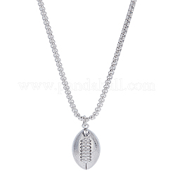1Pc Anti-Tarnish Stainless Steel Rugby Pendant Box Chain Necklaces for Women Men&nbsp;NJEW-LP0001-11