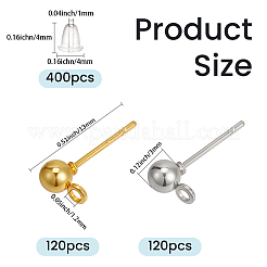 240Pcs 2 Colors Iron Ball Stud Earring Findings&nbsp;KK-CN0003-39