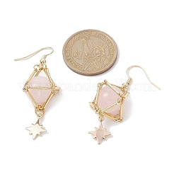 Natural Rose Quartz Dangle Earrings&nbsp;EJEW-JE05499-02