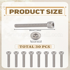 30Pcs M4 304 Stainless Steel Hex Screws&nbsp;STAS-LP0005-56