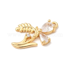 Brass Micro Pave Cubic Zirconia Pendants&nbsp;KK-P340-37G