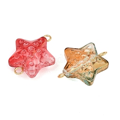 Glass Star Connector Charms&nbsp;GLAA-P079-02G-M