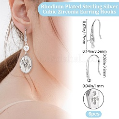 Anti-Tarnish 3 Pairs Rhodium Plated 925 Sterling Silver Earring Hooks&nbsp;STER-BBC0006-71