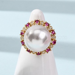 Brass Micro Pave Cubic Zirconia Cuff Open Rings for Women&nbsp;RJEW-A098-05G