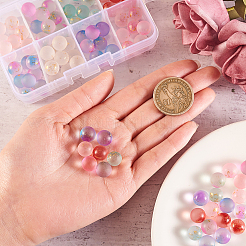 96Pcs 8 Colors Transparent Spray Painted Frosted Glass Beads&nbsp;GLAA-CJ0001-40