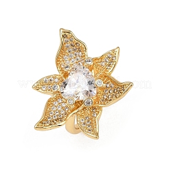 Brass Micro Pave Cubic Zirconia Adjustable Cuff Rings&nbsp;RJEW-C139-13G