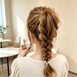 3Pcs 3 Colors Plastic Imitation Pearl with Rhinestone Elastic Hair Ties&nbsp;OHAR-DJ0001-12