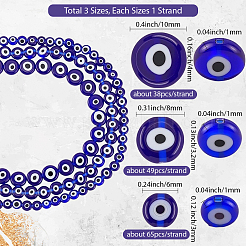 3 Strands 3 Styles Handmade Evil Eye Lampwork Flat Round Bead Strands&nbsp;LAMP-LT0001-13