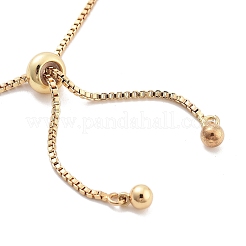 Brass Pave Clear Cubic Zirconia Square Box Chain Slider Bracelets&nbsp;BJEW-B094-10A-G