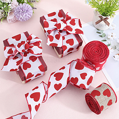 10M Valentine's Day Polyester Heart Printed Ribbon&nbsp;SRIB-CY0001-01B