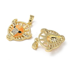 Brass Micro Pave Clear Cubic Zirconia Pendants&nbsp;KK-F924-0G-02