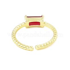 Cubic Zircona Rectangle Open Cuff Ring&nbsp;RJEW-H103-04G