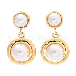 Flat Round 304 Stainless Steel Dangle Stud Earrings&nbsp;EJEW-C142-08G