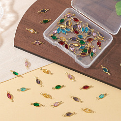 60Pcs 6 Colors Brass Pave K9 Glass Connector Charms&nbsp;KK-TA0003-15
