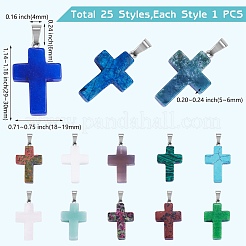 25Pcs 25 Styles Natural & Synthetic Gemstone Pendants&nbsp;G-SZ0002-14