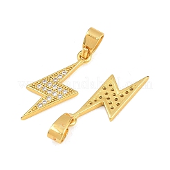 Lightning Bolt Brass Micro Pave Cubic Zirconia Pendants&nbsp;KK-K109-26G