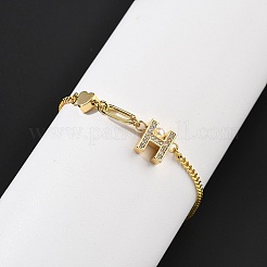 Brass Micro Pave Clear Cubic Zirconia Link Bracelets&nbsp;BJEW-U020-18G