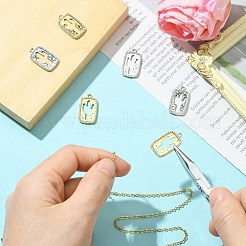 6Pcs 2 Colors Brass Micro Pave Cubic Zirconia Pendants&nbsp;KK-CJ0003-22
