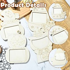 4 Bags 4 Styles Halloween Unfinished Wood Photo Frames&nbsp;WOOD-CJ0002-63