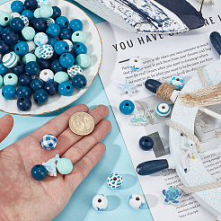 318Pcs Ocean Theme Spray Painted Wood Beads Sets&nbsp;WOOD-GO0001-21