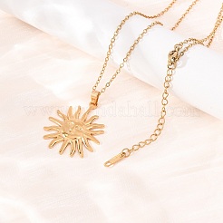 304 Stainless Steel Sun Pendant Cable Chain Necklaces for Men Women&nbsp;NJEW-K308-04E-G