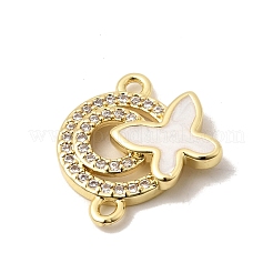 Brass Micro Pave Cubic Zirconia Double Ring with Butterfly Connector Charms&nbsp;KK-A296-24G