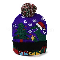 LED Light Up Christmas Acrylic Fibers Yarn Cuffed Beanies Cap&nbsp;AJEW-F063-02