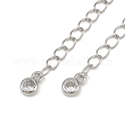 Brass Micro Pave Cubic Zirconia Ends with Chain&nbsp;KK-H480-59P