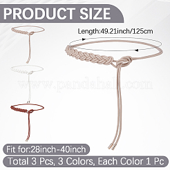 3Pcs 3 Colors PU Leather Rope Knot Tie Waist Belly Belts for Women&nbsp;AJEW-CL0003-71A