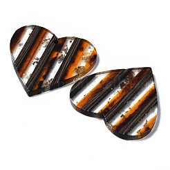 Transparent Resin & Walnut Wood Stripe Pendants&nbsp;RESI-N025-016A-A01