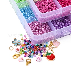 DIY Letter & Seed Beaded Bracelet Keychain Making Kit&nbsp;DIY-YW0005-44-0.7MM