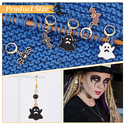 Halloween Theme Alloy Enamel Ghost/Spider/Bat Locking Stitch Markers&nbsp;HJEW-PH01788
