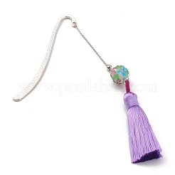 Metal Bookmark Gift with Polyester Tassel Big Pendant Decorations&nbsp;AJEW-JK00167