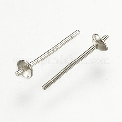 Rhodium Plated 925 Sterling Silver Stud Earring Findings&nbsp;STER-K037-007A