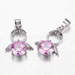 Brass Cubic Zirconia Pendants&nbsp;ZIRC-P016-01M
