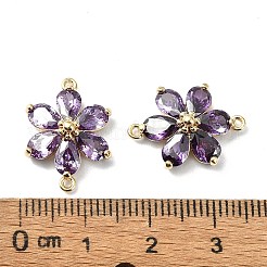Brass Pave Medium Orchid Cubic Zirconia Connector Charms&nbsp;FIND-Z029-03G