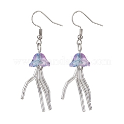 Jellyfish 304 Stainless Steel Glass Dangle Earrings&nbsp;EJEW-JE06798-01