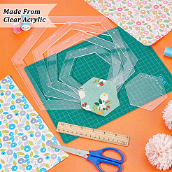 2/3/4/5/6 Inch Hexagon Quilting Template&nbsp;TOOL-WH0002-44