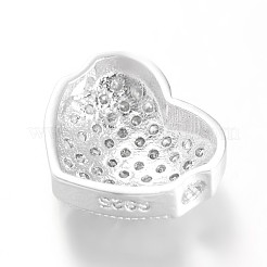 Heart Brass Micro Pave Cubic Zirconia Beads&nbsp;ZIRC-L051-13P-FF