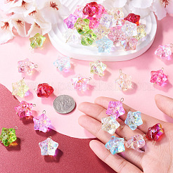 50Pcs 10 Styles Electroplate Baking Paint Glass Pendants&nbsp;PALLOY-TAC0275