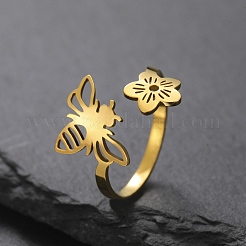304 Stainless Steel Open Cuff Rings for Women&nbsp;LS-RJEW-K302-03G