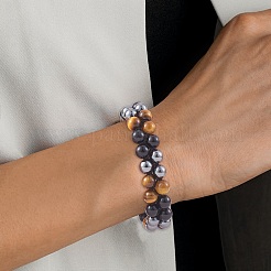 Natural Obsidian & Tiger Eye & Synthetic Hematite Braided Bead Bracelet&nbsp;BJEW-SW00001-22