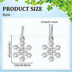 6Pcs 925 Sterling Silver Micro Pave Clear Cubic Zirconia Snowflake Charms&nbsp;PALLOY-WR00007