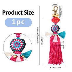 Polyester & Cotton & Copper Bell Pendant Decorations&nbsp;HJEW-WH0102-016AB