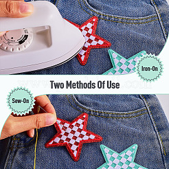 8Pcs 2 Styles Star with Lattice Computerized Embroidery Polyester Iron on/Sew on Patches&nbsp;PATC-TAC0001-28