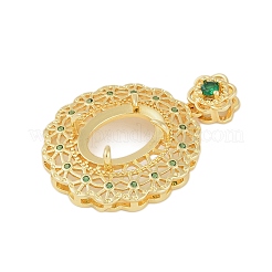 Oval Brass Micro Pave Cubic Zirconia Pendant Cabochon Settings&nbsp;KK-U026-03G