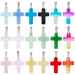 17Pcs 17 Colors Transparent Glass Pendants&nbsp;GLAA-TA0003-75